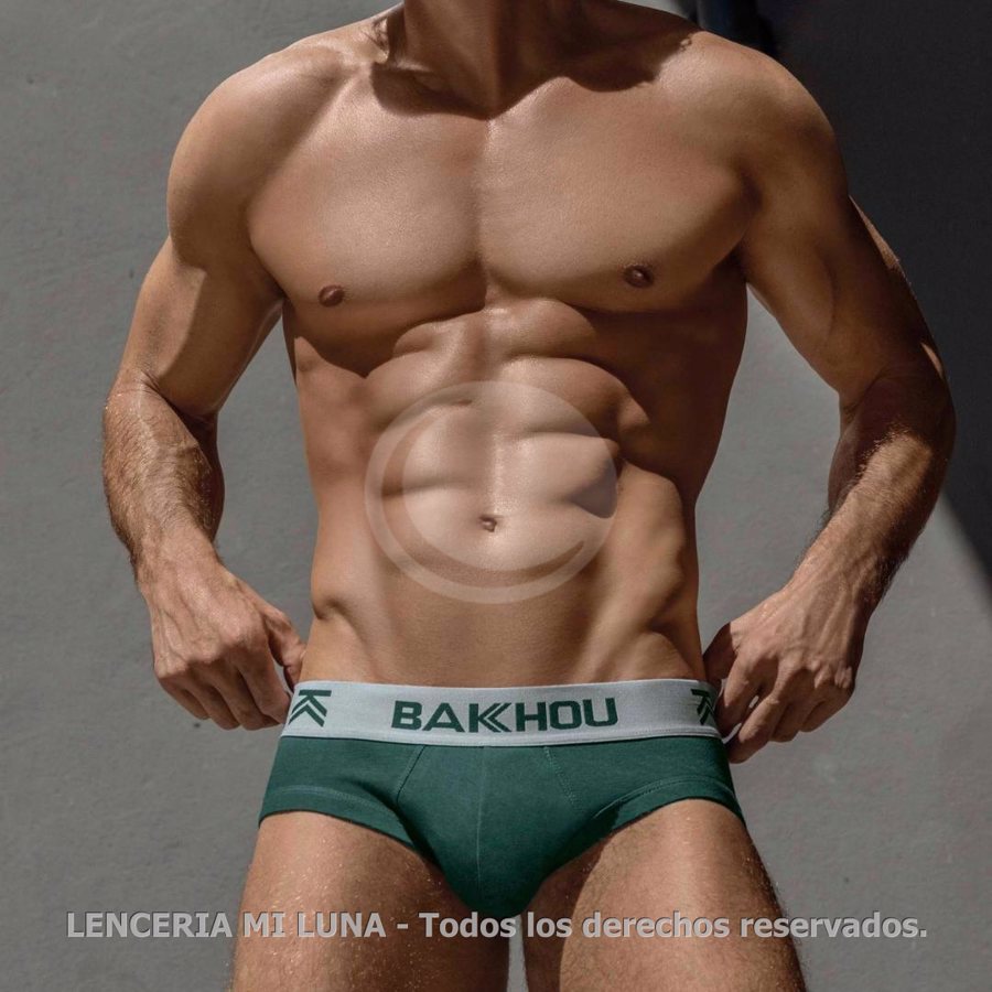 BAKHOU 1000 - SLIP ALGODÓN Y LYCRA. LISO, ELÁSTICO BAKHOU BÁSICO.