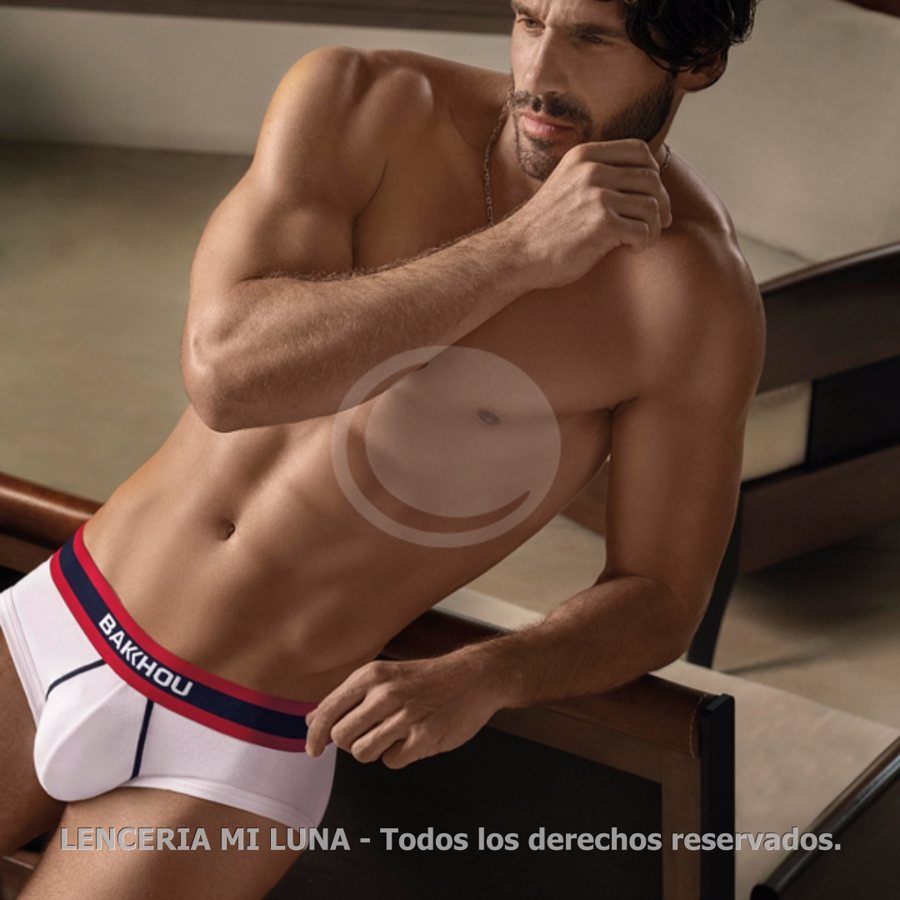 BAKHOU SLIP DEPORTIVO  ALG LYCRA LISO CON DETALLE DE LINEAS