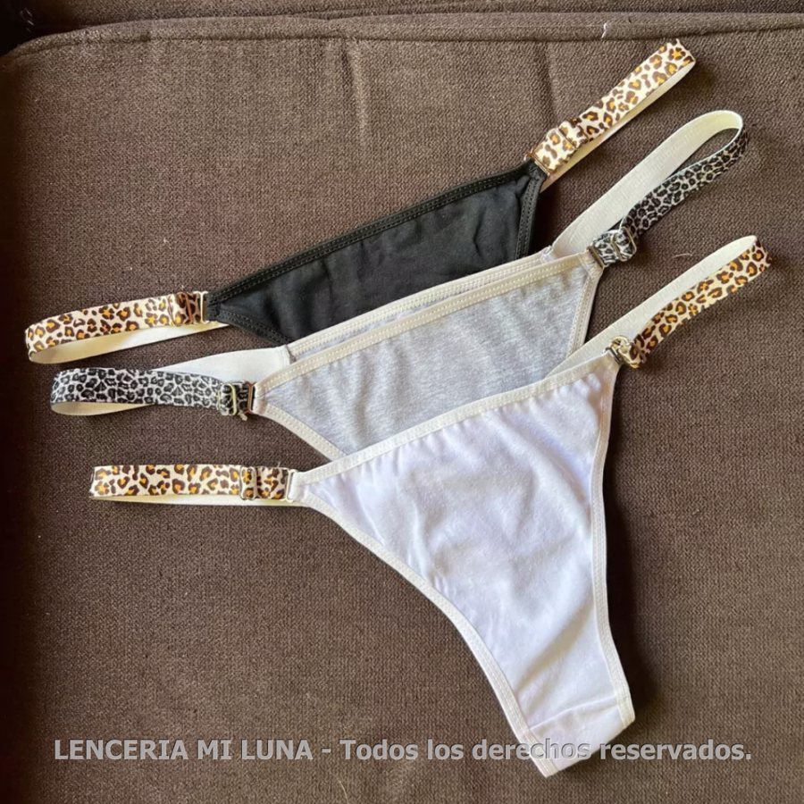 1019KARIMA - DOCENA COLALESS REGULABLES DE ALGODÓN CON BRETEL ANIMAL PRINT / LEOPARDO