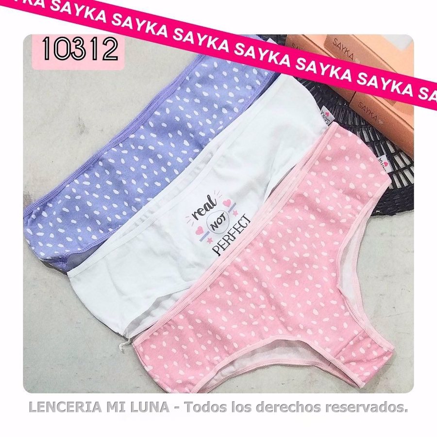 10312 SAYKA - CULOTTE CLASICO ALG/LYCRA ESTAMPADA PACK X3