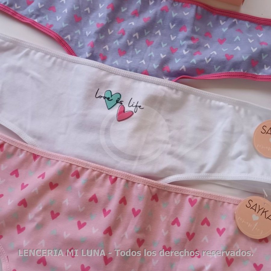 CULOTTE LESS ALG/LYCRA ESTAMPADA MAX PACK X3