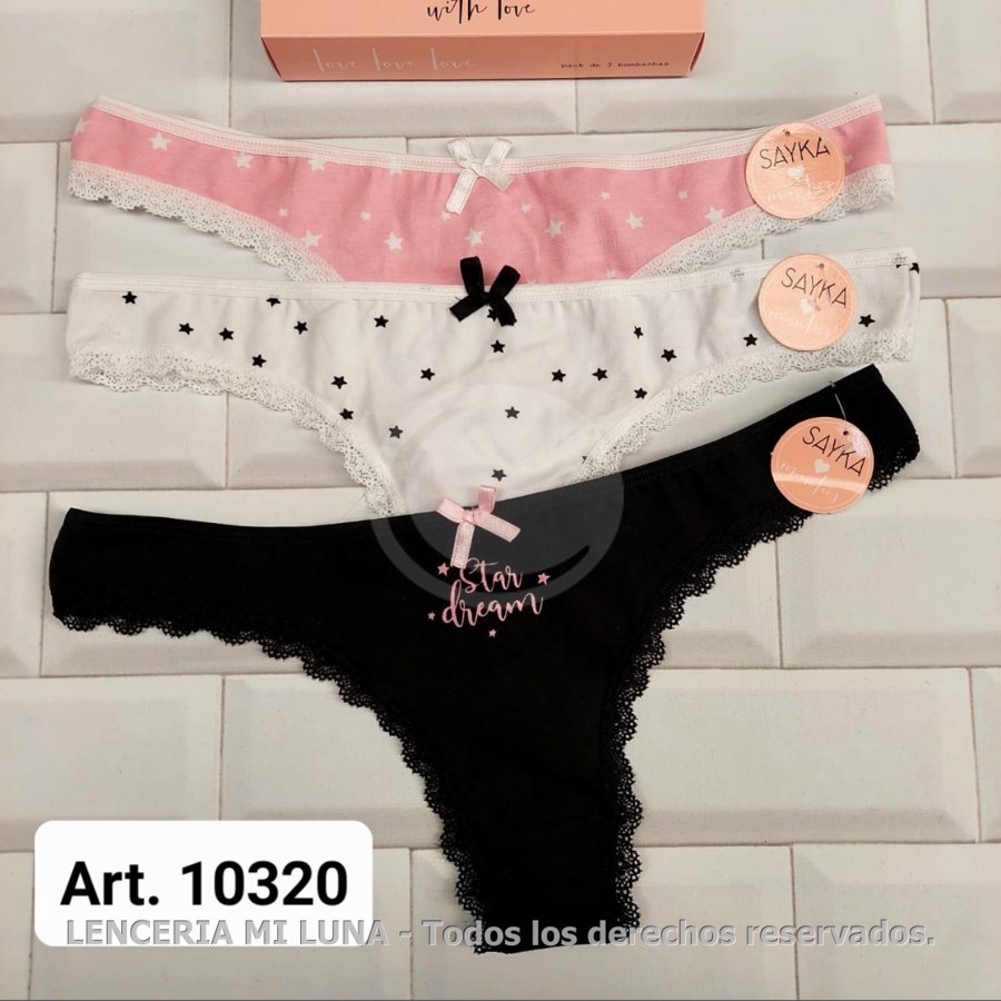 COLALESS ALG/LYCRA ESTAMPADA C/PUNTILLA PACK X3