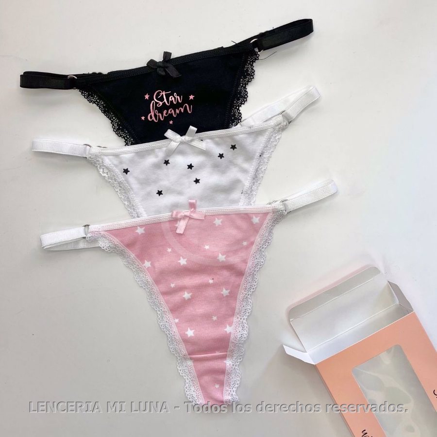 COLALESS ALG/LYCRA ESTAMPADA C/PUNTILLA Y BRETEL REGULABLE PACK X3