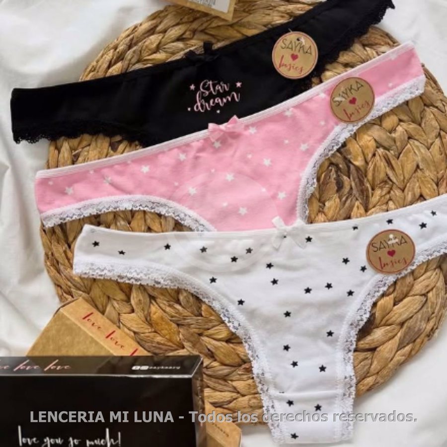 COLALESS ALG/LYCRA ESTAMPADA C/PUNTILLA MAX PACK X3