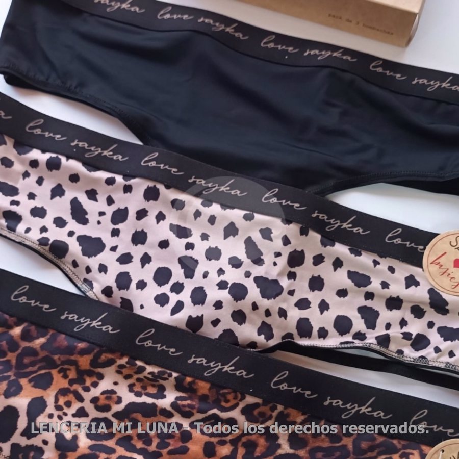 CULOTTE LESS MICROFIBRA ESTAMPADA C/ELASTICO PERSONALIZADO PACK X3