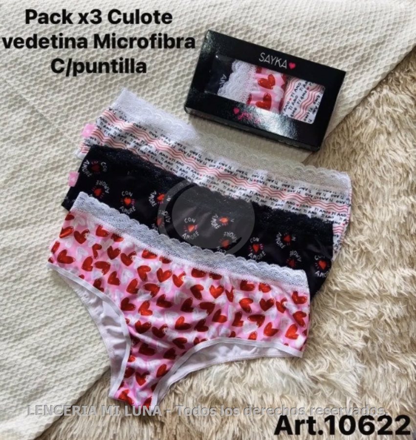 SAYKA Culotte clasico microfibra estampada c/puntilla