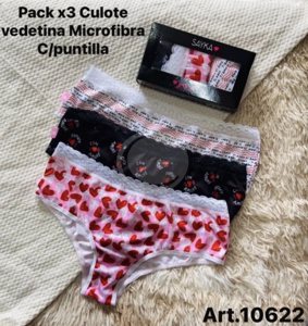 SAYKA Culotte clasico microfibra estampada c/puntilla