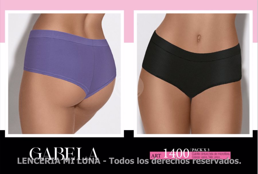 GABELA 1400 - COULOTTE LESS C/CINTURA DE MICROFIBRA - COL: VARIOS - PACK X3