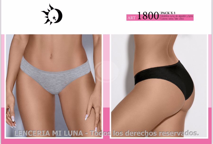 GABELA 1800 - VEDETINA DE ALG Y LYC - COL: VARIOS TALLE MAX  PACK X3