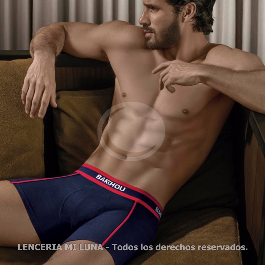 BAKHOU BOXER DEPORTIVO  ALG LYCRA LISO CON DETALLE DE LINEAS