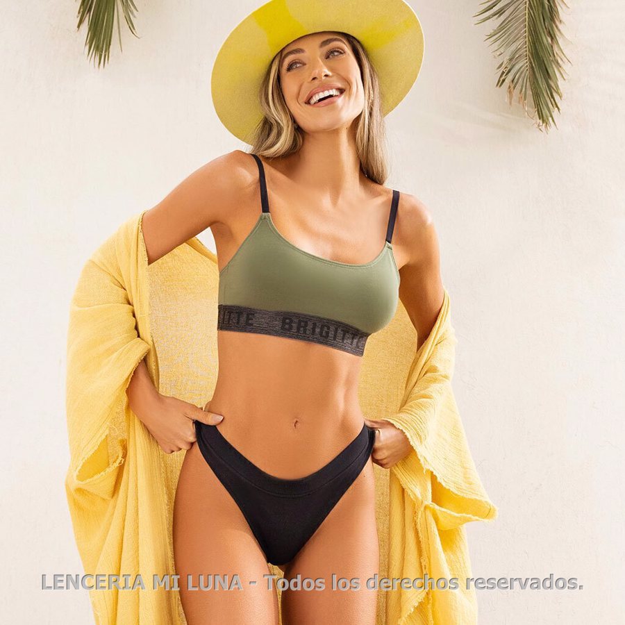 BRIGITTE 2200 - CONJUNTO SIN TAZA DE ALGODÓN & LYCRA DOBLE CON ELÁSTICO PERSONALIZADO CON LESS