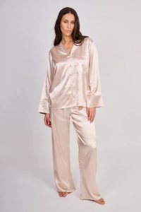 MILUNA PIJAMA CAMISERO SATEN LISO