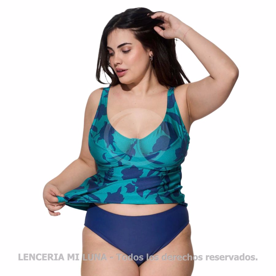 YAMIEL tankini con arco estampada y vedetina