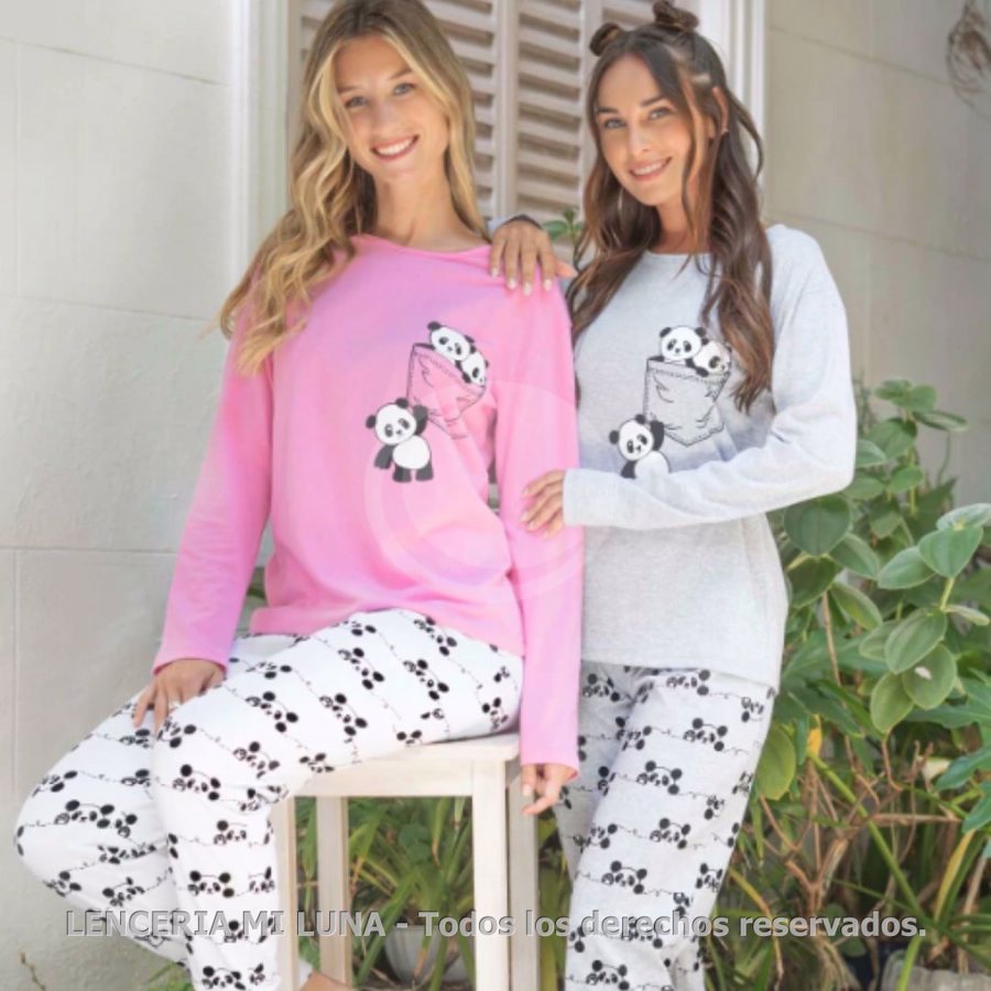 LENCATEX 24303 -  PIJAMA DE JERSEY INVIERNO ESTAMPADO OSO PANDA