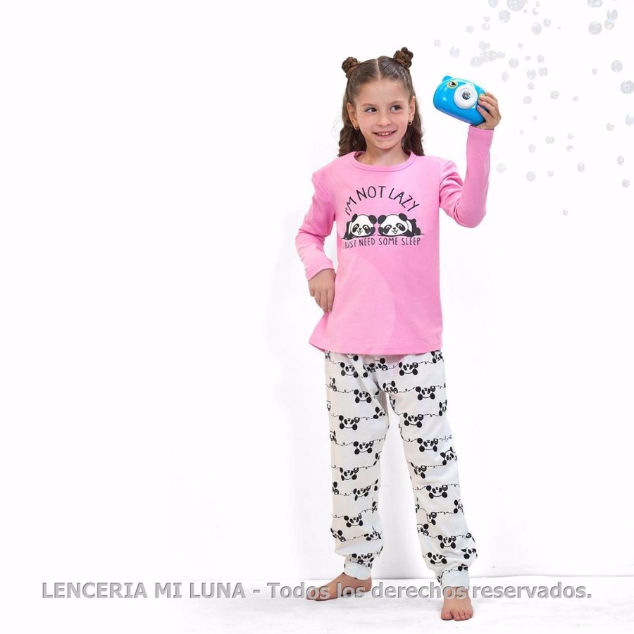 LENCATEX 24900 -  PIJAMA DE JERSEY NIÑA INVIERNO ESTAMPADO PANDA