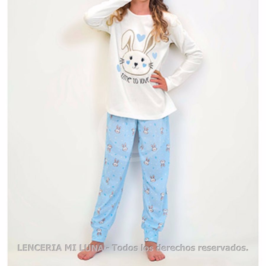 LENCATEX 24901 - PIJAMA DE NIÑA DE JERSEY ESTAMPADO CONEJITO