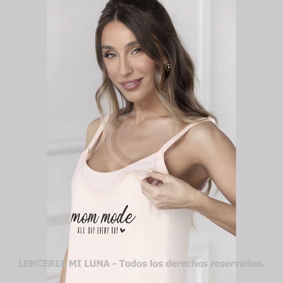 LENCATEX Camisón maternal de jersey con mañanita y taza de lactancia-  Mom mode