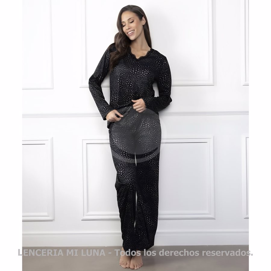 LENCATEX Pijama de jersey  con puntilla- Línea Print