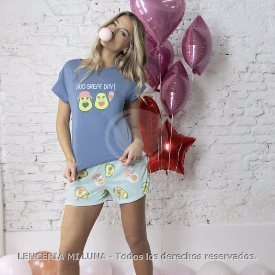 LENCATEX Pijama con casaca de jersey y short sublimado