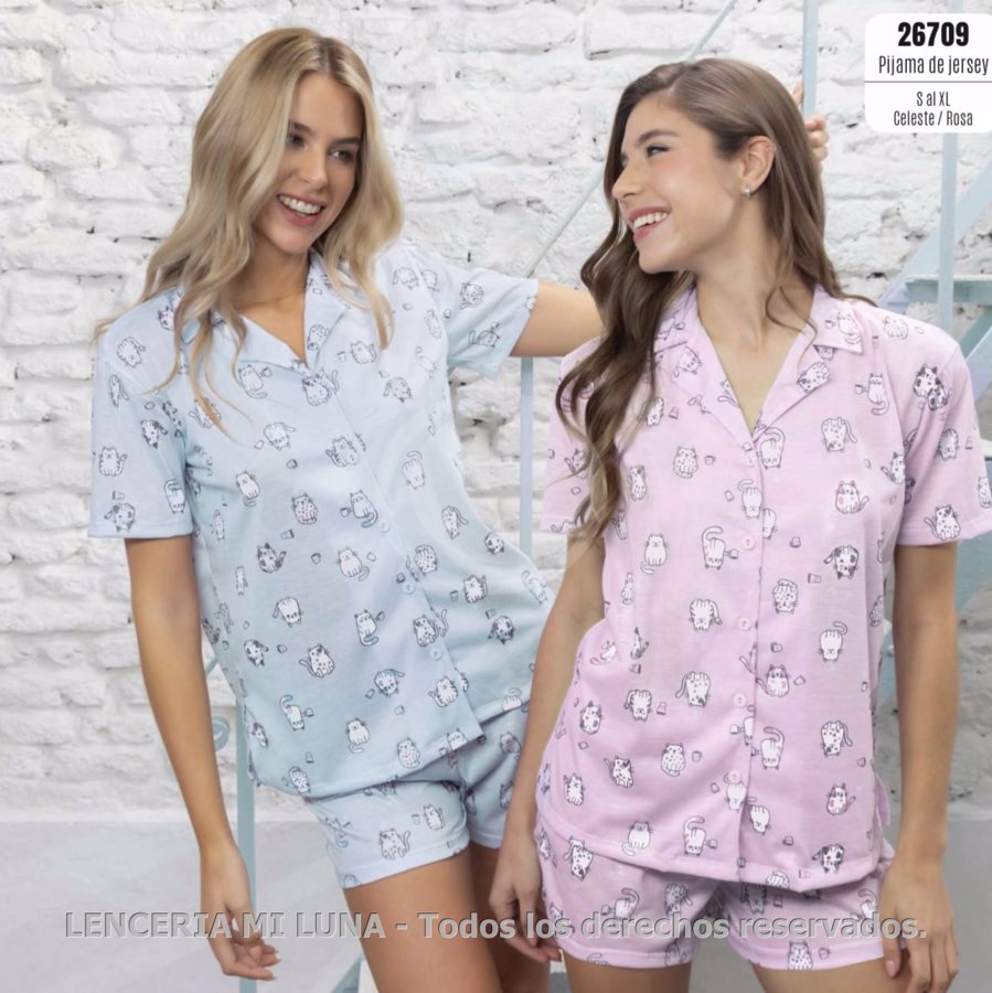 LENCATEX Pijama con casaca de jersey y short sublimado - Animal Print