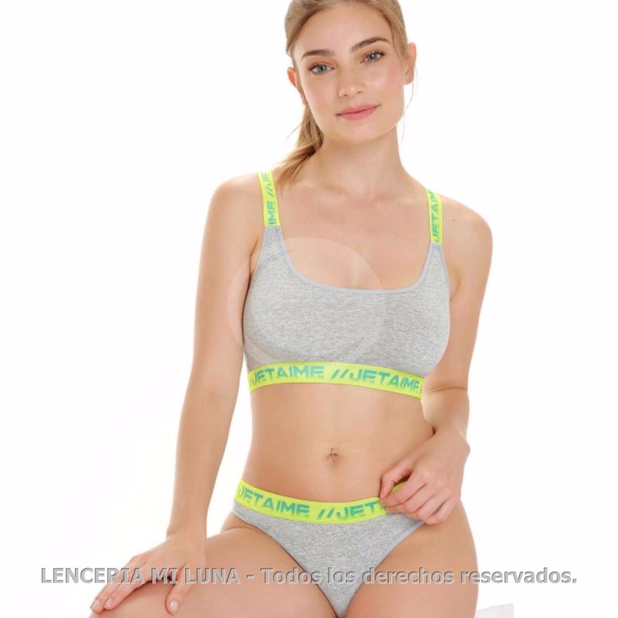 3007JETAIME - CONJUNTO DEPO. ALG Y LYC. TOP Y  COLALESS C/ELASTICO FLUO