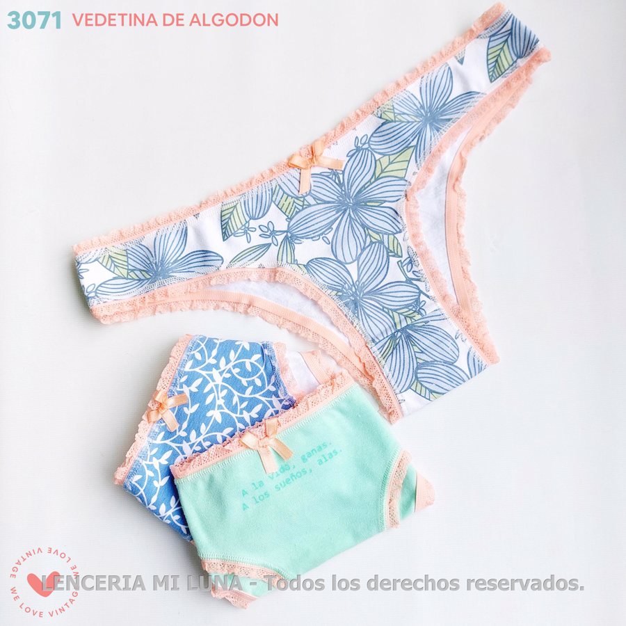 VINTAGE 3071 FREE - VEDETINA ALG CON LYC ESTAMPADO CON ESLÁSTICO FANTASÍA PACK X3 - EST SURTIDA