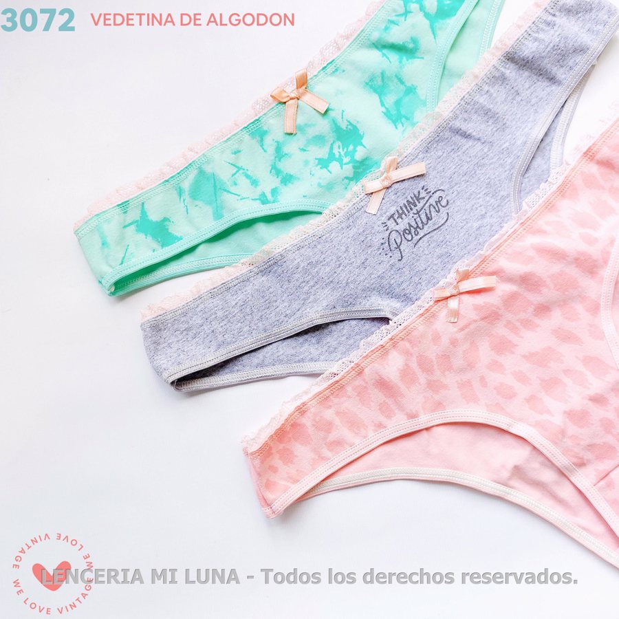 VINTAGE 3072 - VEDETINA ALG CON LYC ESTAMPADO CON ESLÁSTICO FANTASÍA PACK X3 - EST SURTIDO
