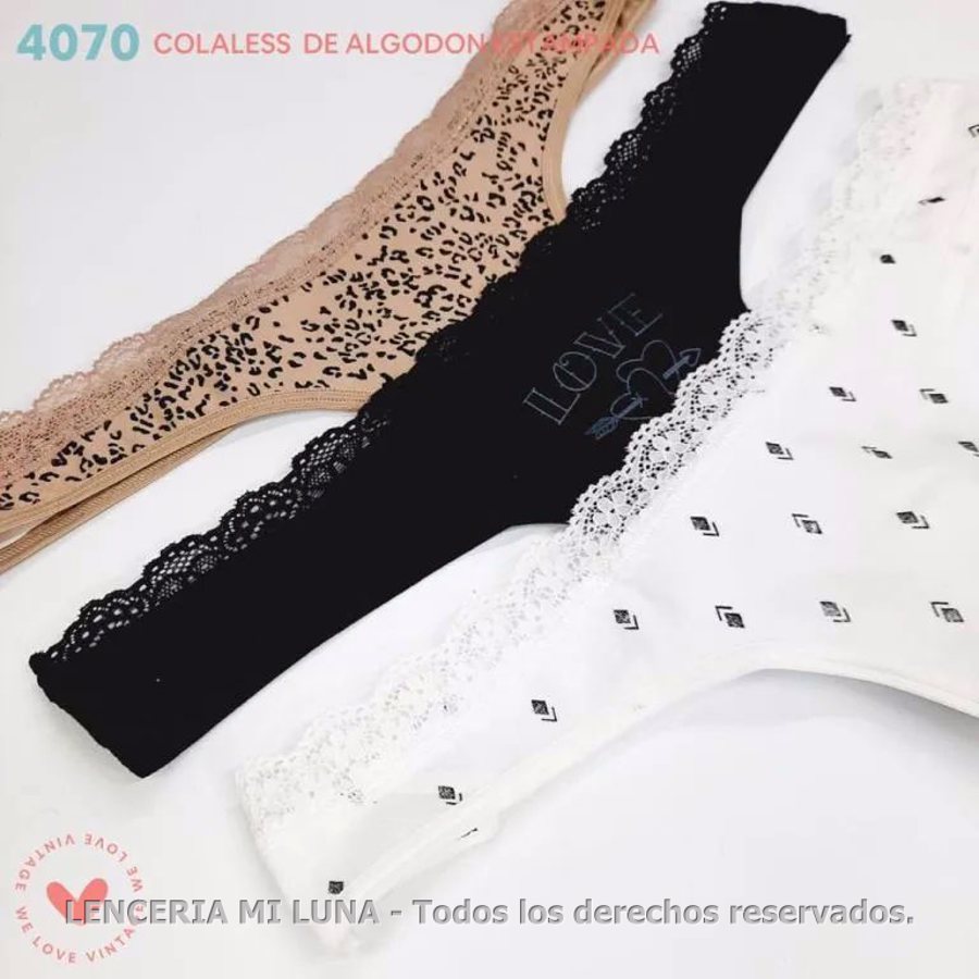 VINTAGE 4070 - COLALESS ALGODON LYCRA ESTAMPADA . PUNTILLA EN CINTURA