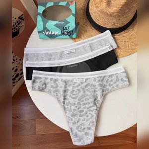 VINTAGE PACK X3 COLALESS ALTA DE ALGODON Y LYCRA ESTAMPADA CINTURA CON RED