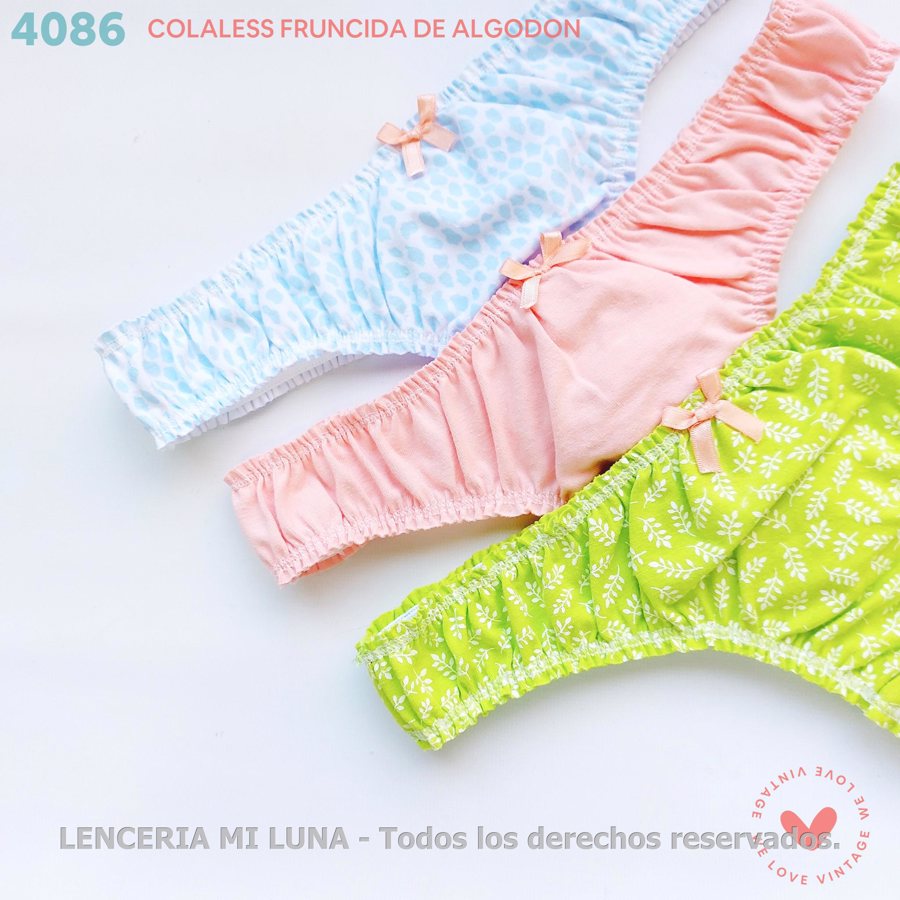VINTAGE 4086 - COLALESS DE ALG Y LYC ESTAMPADO FRUNCIDA PACK X3 - EST VARIOS