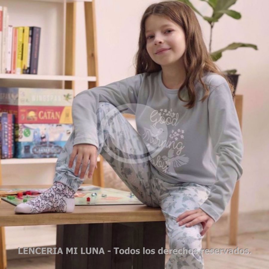 MK 4246 - CONJUNTO INFANTIL MANGA LARGA DE JERSEY DE ALGODÓN COMBINADO CON PANTALÓN ESTAMPADO