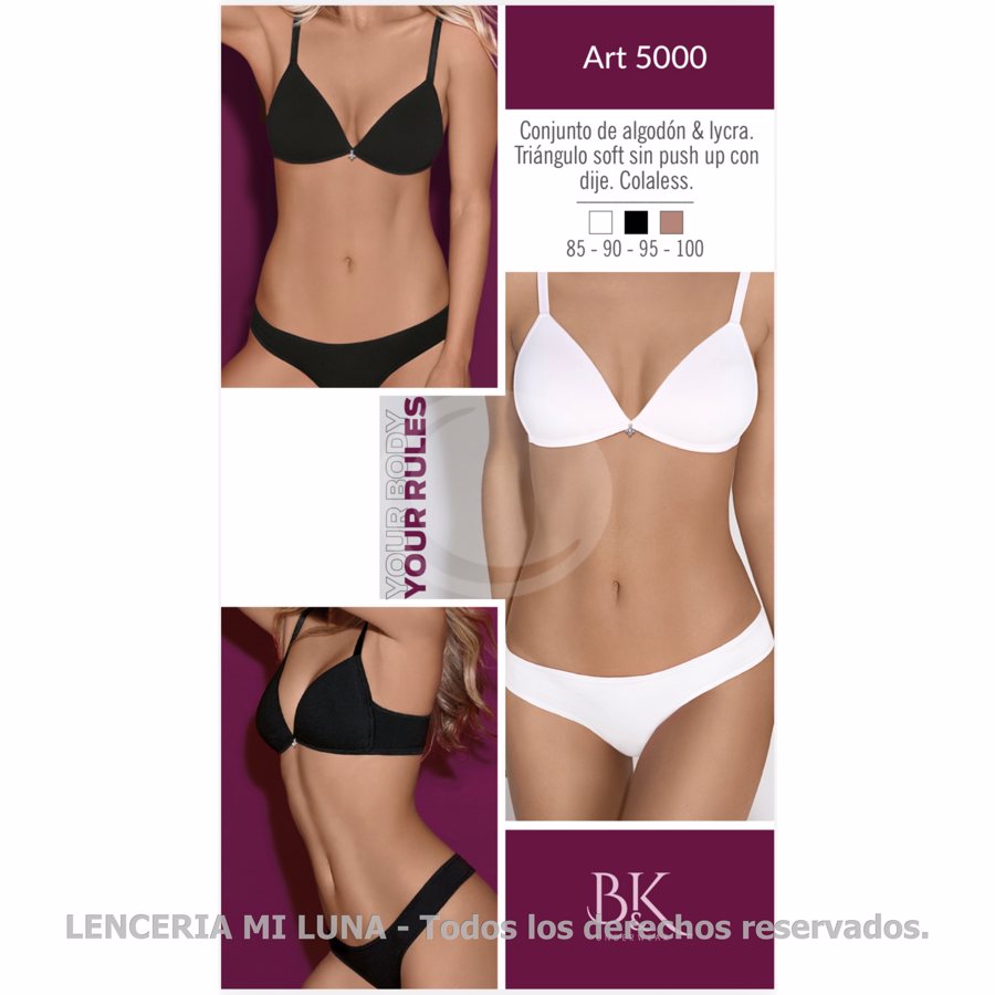 B&K Conjunto alg/lyc, triangulito soft sin push up c/dije strass. Colaless