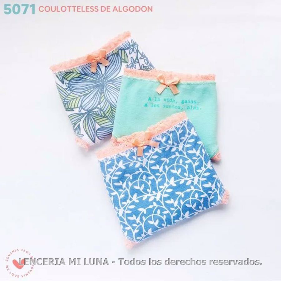 VINTAGE 5071 FREE - COULOTTELESS DE ALG Y LYC ESTAMPADO CON ESLÁSTICO FANTASÍA PACK X3 - EST VARIOS