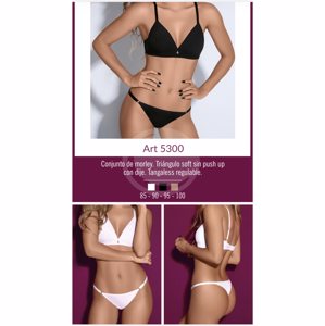 B&K Conjunto morley. Corpiño triangulo soft sin push up c/dije strass. Tangaless regulable