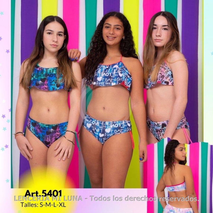 VIENTO Y OLAS 5401 - BIKINI TEENS ESTAMPADO LOVE