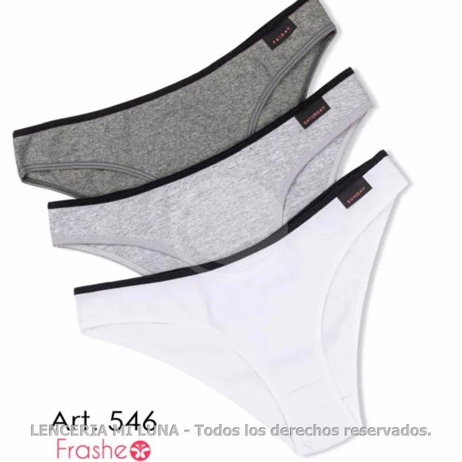 FRASHE 546 - VEDETINAS DE ALGODON Y LYCRA ESTAMPA WEEKEND - PACK X3