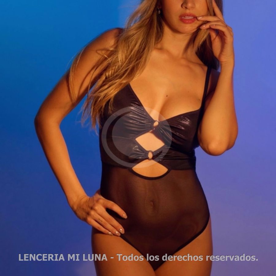 MK 5739 - BODY LESS ENGOMADO Y TUL CON DETALLE DE RECORTES Y ARGOLLAS METÁLICAS