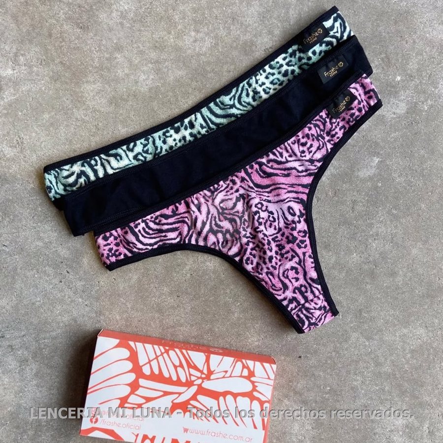 FRASHE PACK X3 COLA LESS MAX DE ALG Y LYCRA ESTAMPADA