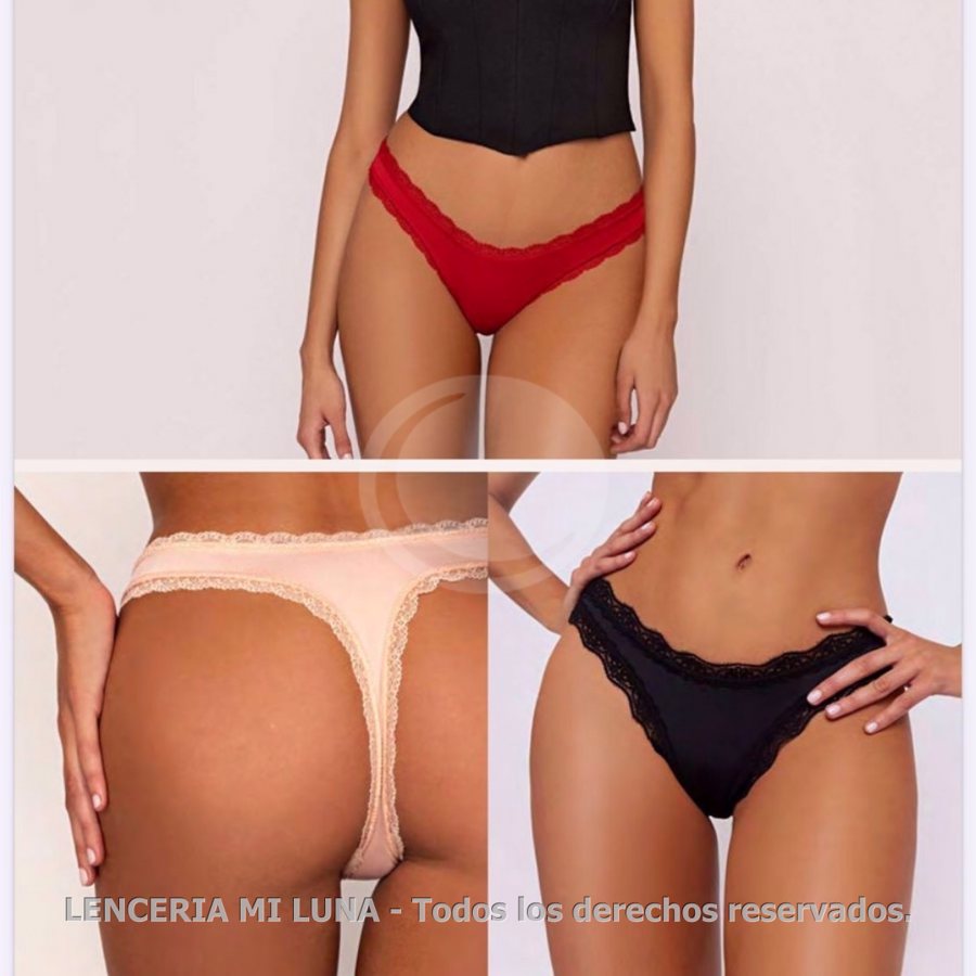 BRIGITTE 583 - COLA LESS MICROFIBRA CON PUNTILLA. PACK X3