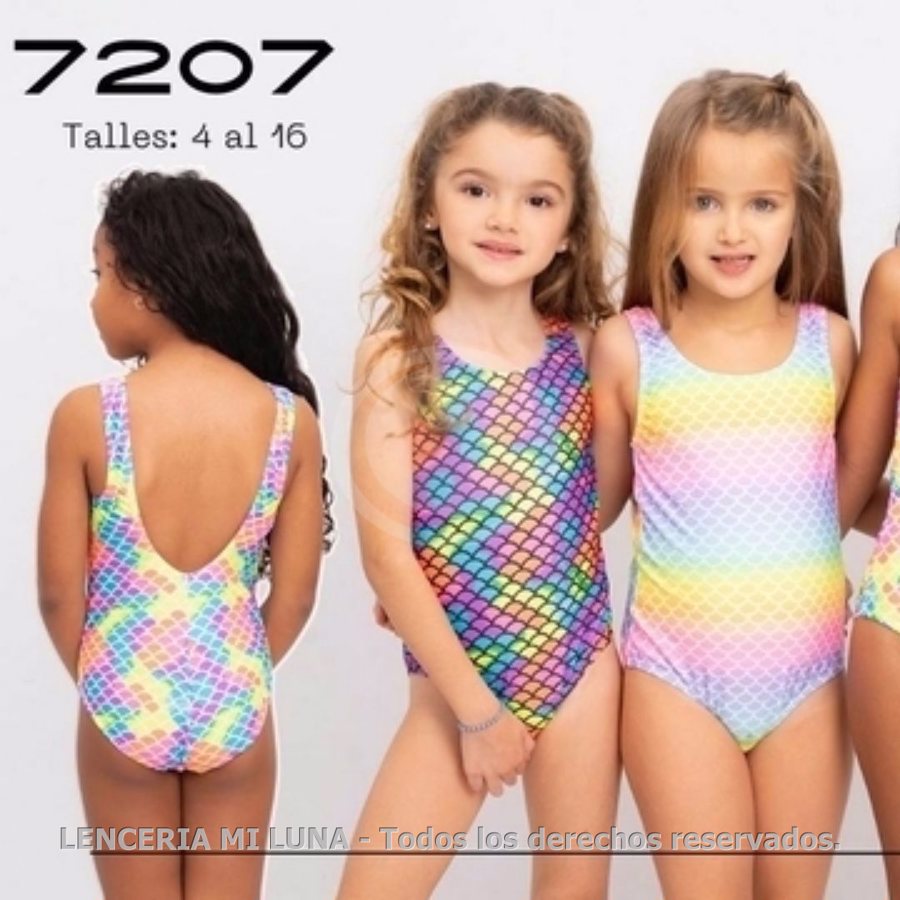 VIENTO Y OLAS 7207 - MALLA ENTERA DE NENA ESTAMPADO SIRENA