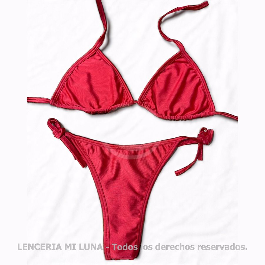 MI LUNA Bikini triangulo liso con taza desmontable y less regulable